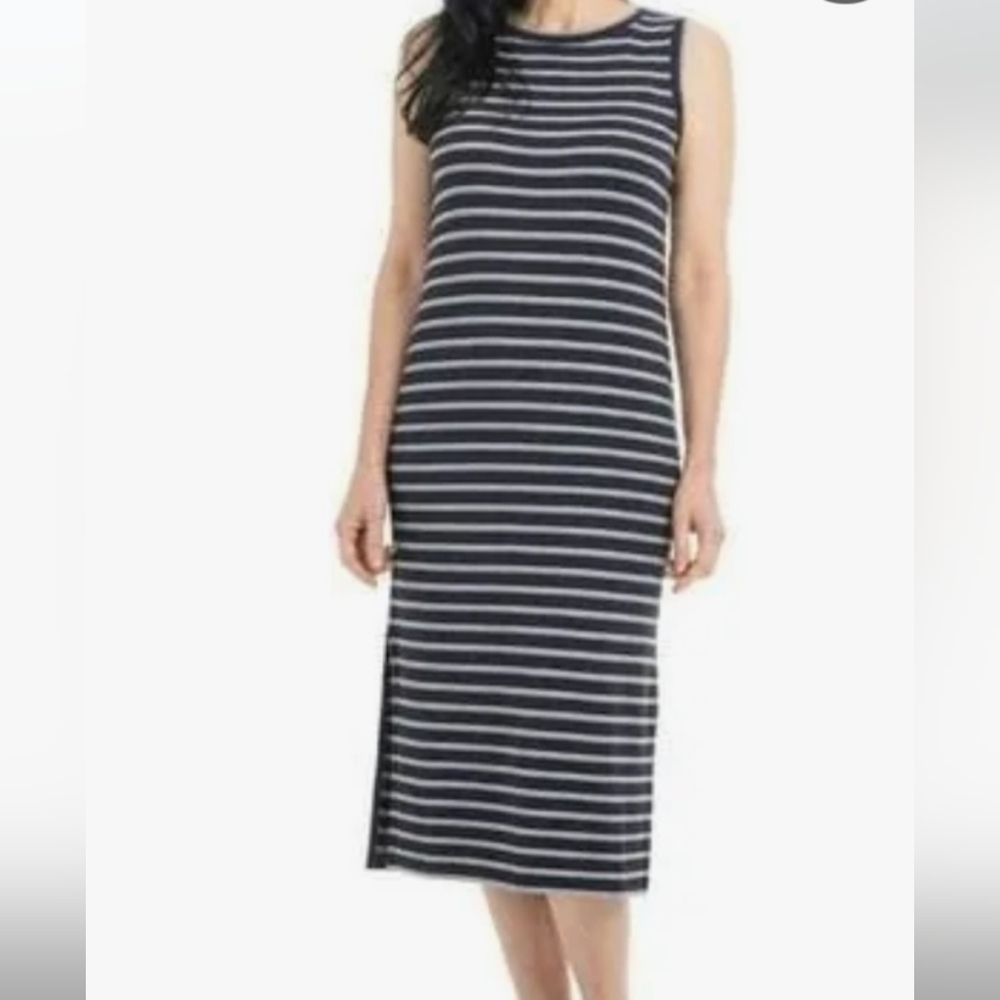 Hilary Radley, Navy Striped Dress.  NEW with TAGS!  Below Knee Length.